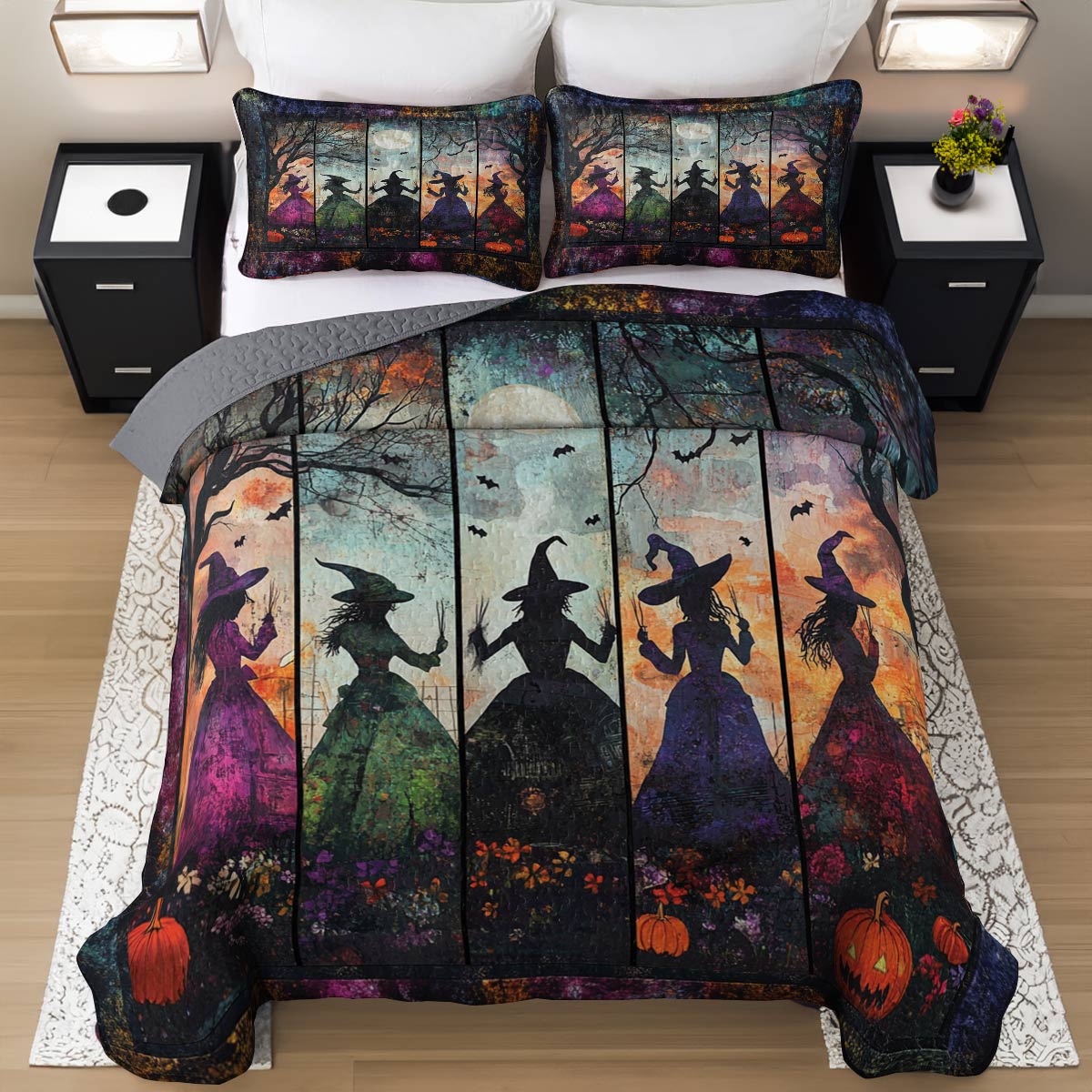Witch Lorva All Season Quilt 3-Piece Set Shadow Witches