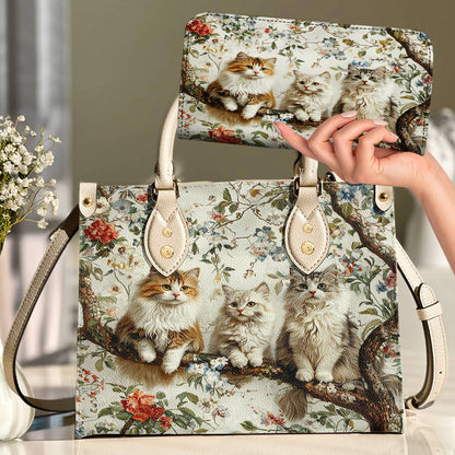 Lorva Cat Leather Bag Happy Cat Garden