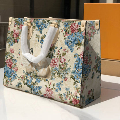 Lorva Cat Leather Bag Vintage Floral Cat