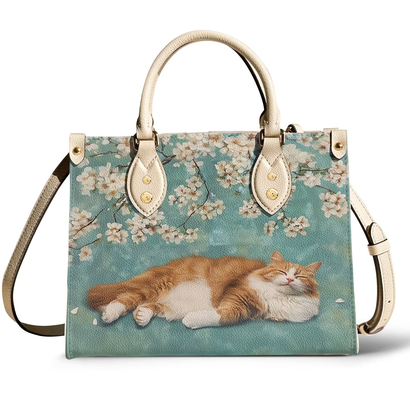 Lorva Cat Leather Bag Sleeping Blossom
