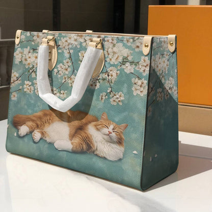Lorva Cat Leather Bag Sleeping Blossom