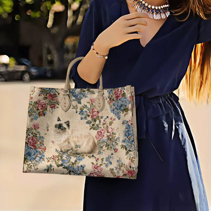Lorva Cat Leather Bag Vintage Floral Cat