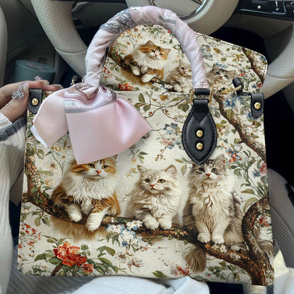 Lorva Cat Leather Bag Happy Cat Garden