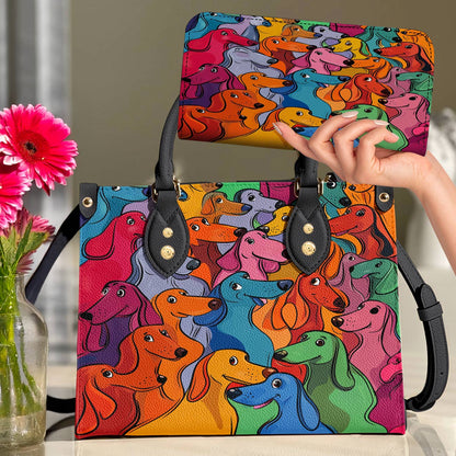 Lorva Dachshund Leather Bag Rainbow Sausage Squad