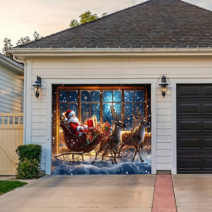 Lorva Christmas Garage Door Banner Decoration Festive Christmas Reindeer & Snow