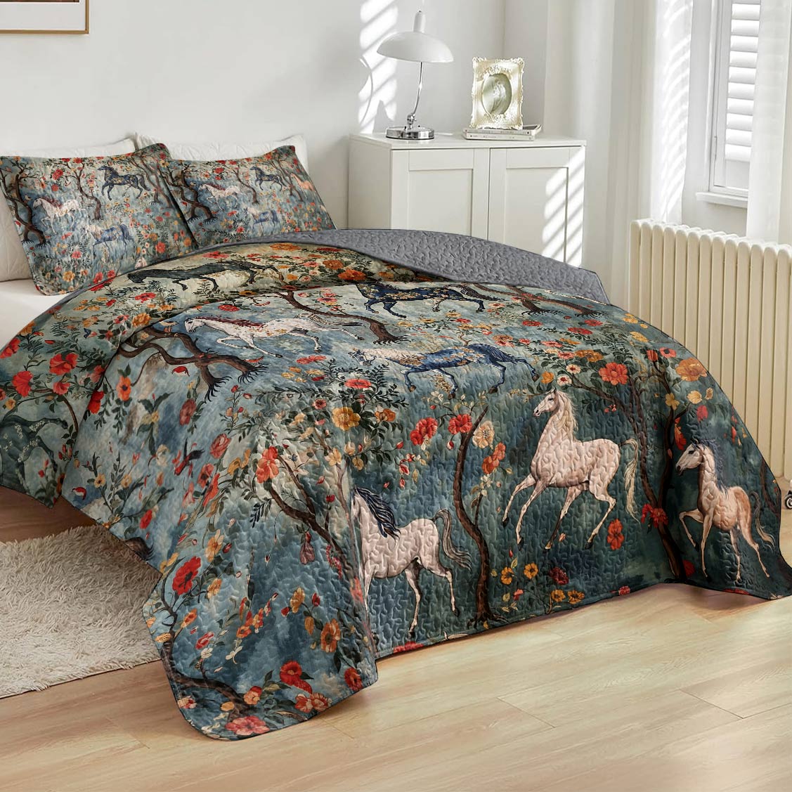 Lorva Horse All Season Quilt 3-Piece Set Peace Love