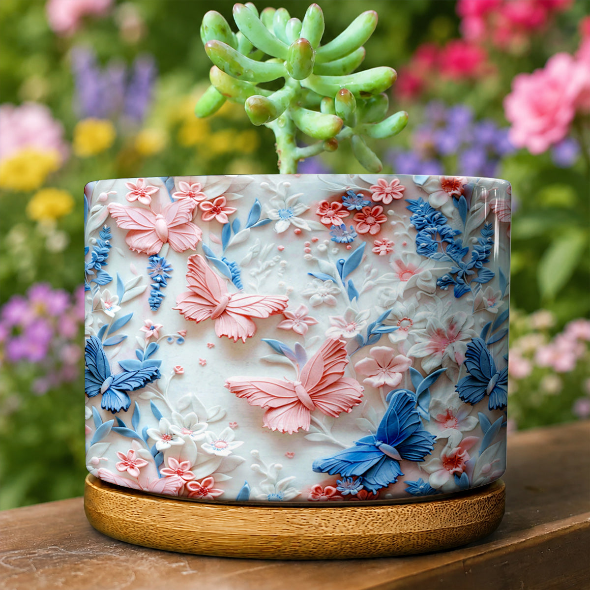 Lorva Ceramic Plant Pot Beautiful Floral Butterfly
