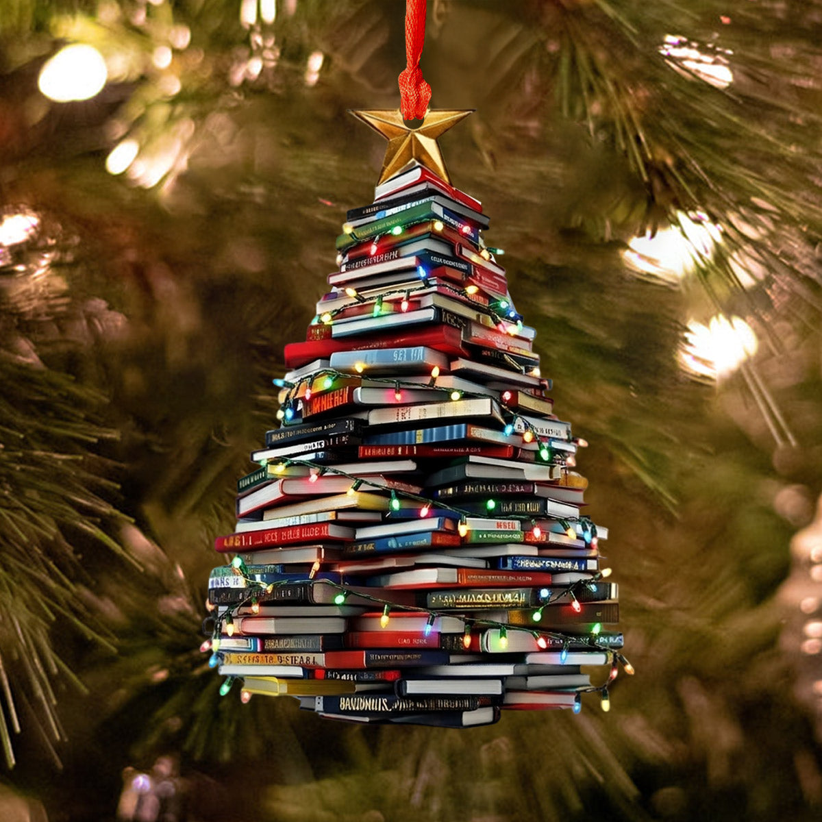 Lorva Reading Acrylic Ornament Bookmas Tree
