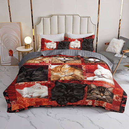 Lorva All Season Quilt 3-Piece Set Warm Hearts, Sleeping Cats