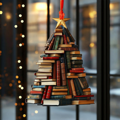 Lorva Reading Acrylic Ornament Book Lover Christmas Tree