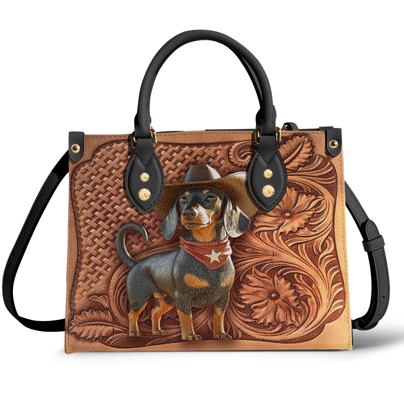 Lorva Dachshund Leather Bag Cowboy Doxie