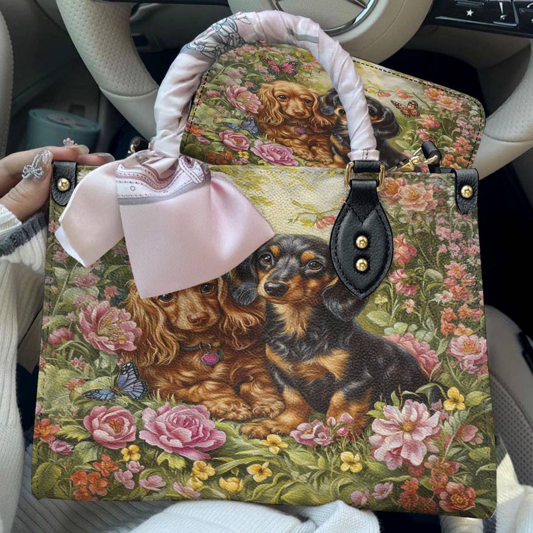 Lorva Leather Bag Dachshund Love In Bloom