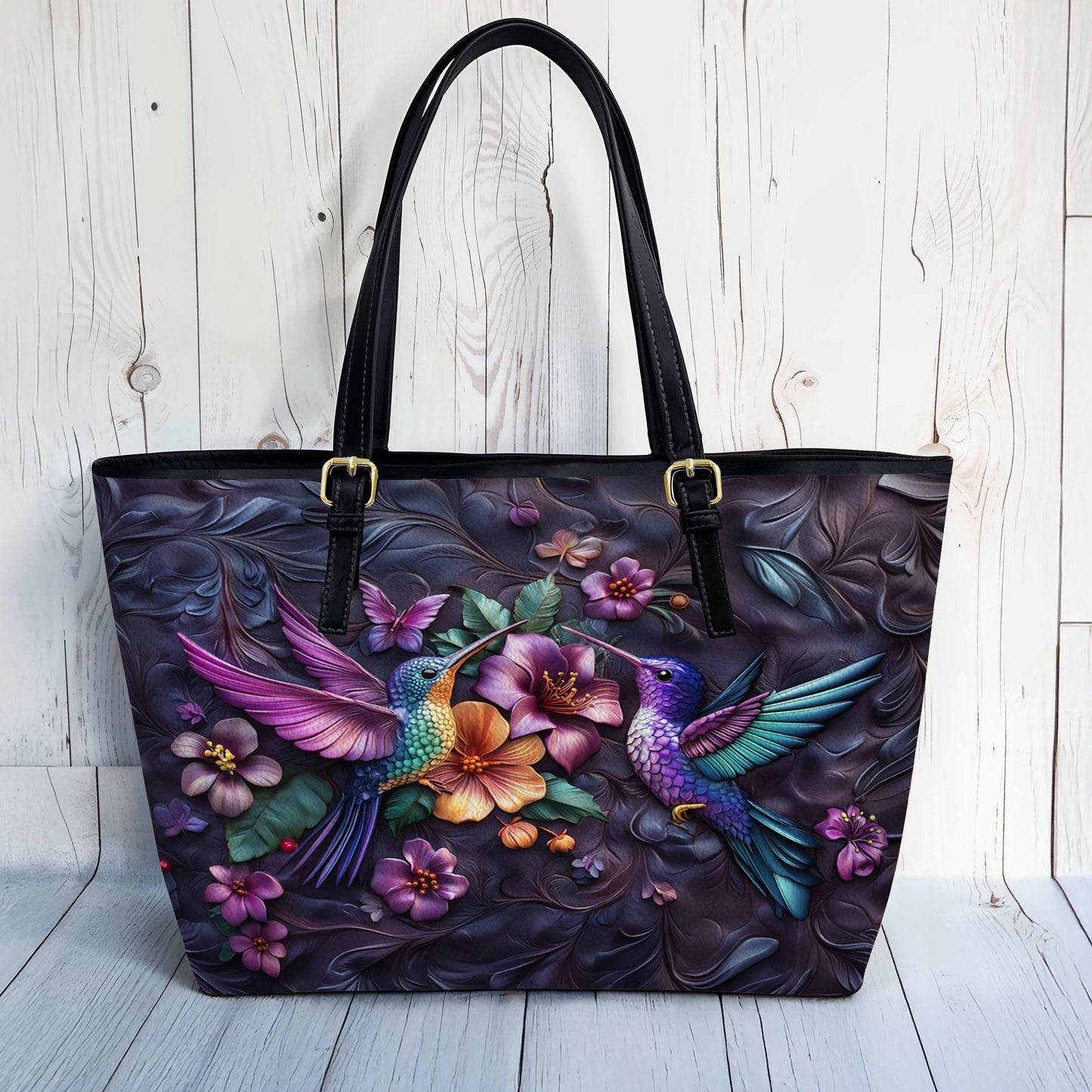 Lorva Hummingbird Leather Tote Bag Hummingbird Harmony