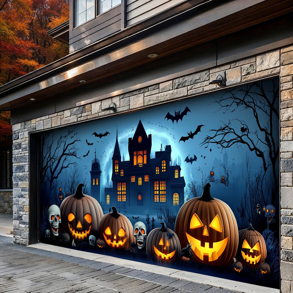 Lorva Halloween Garage Door Banner Decoration The Haunted Pumpkin House
