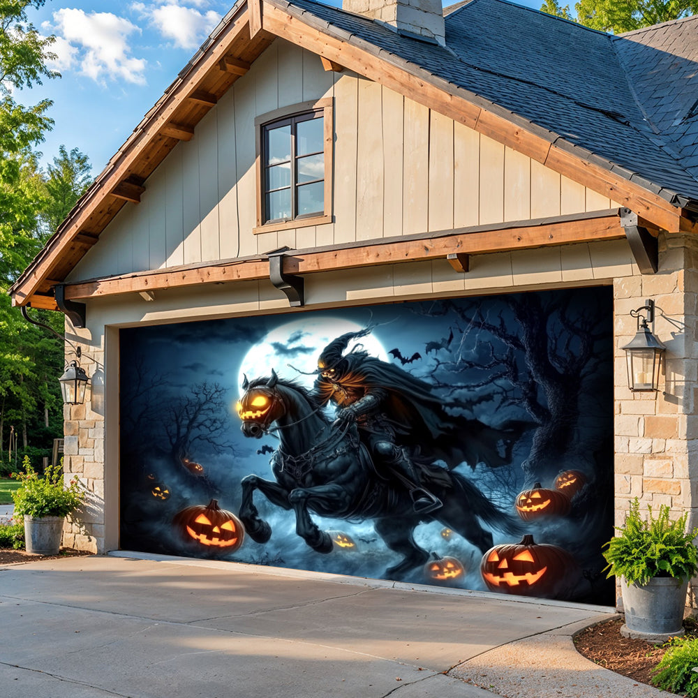 Lorva Halloween Garage Door Banner Decoration The Headless Horseman Returns