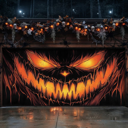 Lorva Halloween Garage Door Banner Decoration Dark Jack-O'-Lantern