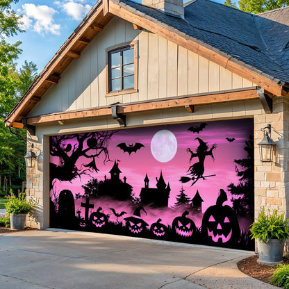 Lorva Halloween Garage Door Banner Decoration Enchanted Halloween Night