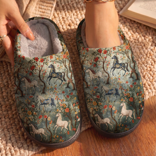 Lorva Horse Fleece Lined Slippers Mystical Steeds