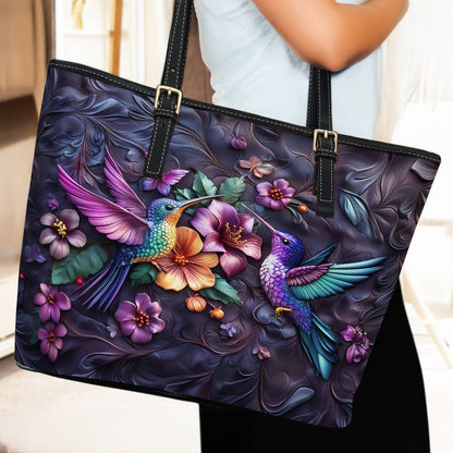 Lorva Hummingbird Leather Tote Bag Hummingbird Harmony