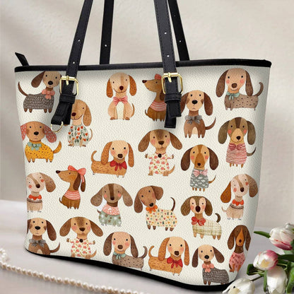 Lorva Dachshund Leather Tote Bag Cutie Doxie