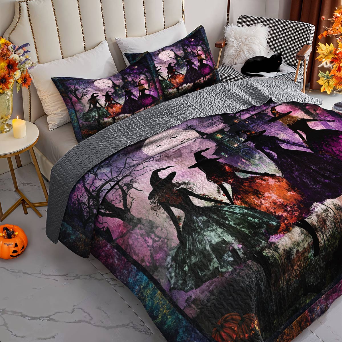 Witch Lorva All Season Quilt 3-Piece Set Mystic Moon Witches