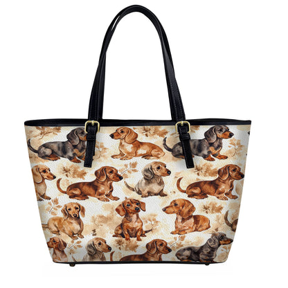Lorva Dachshund Leather Tote Bag Dachshund Dreams