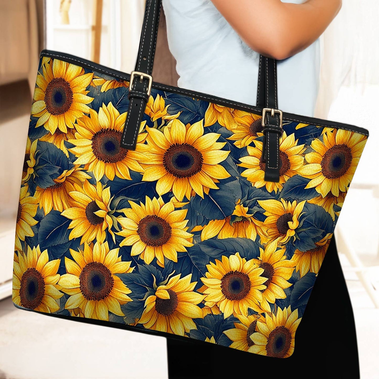 Lorva Sunflower Leather Tote Bag Harvest Glow