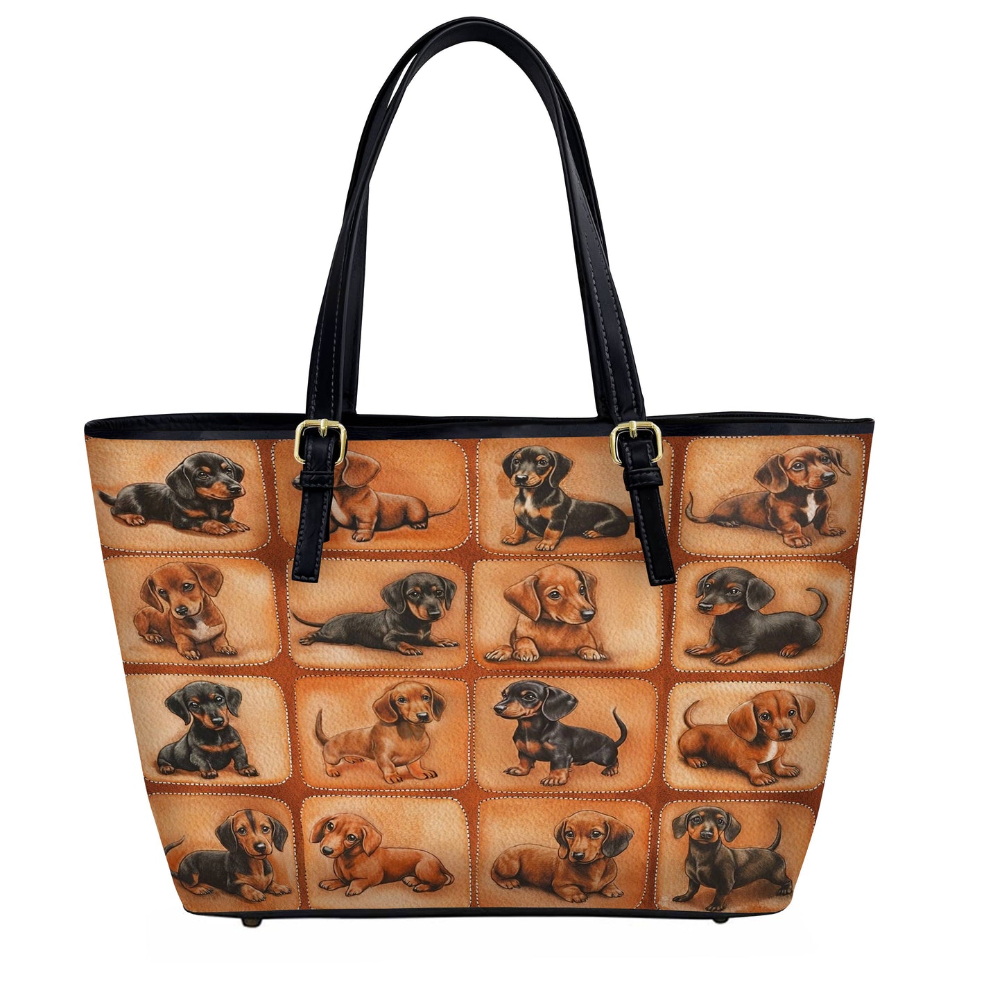 Lorva Leather Tote Bag Vintage Dachshund Life