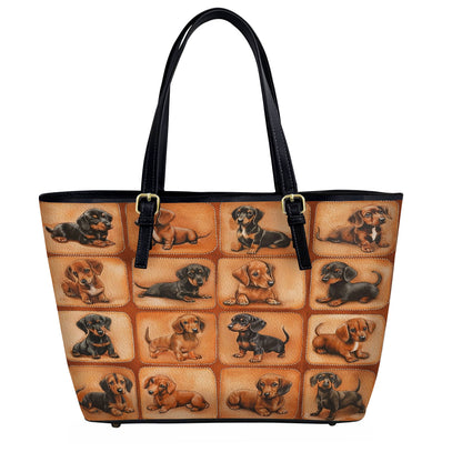 Lorva Leather Tote Bag Vintage Dachshund Life