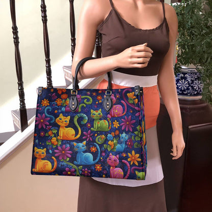 Lorva Cat Leather Bag Cute Cats Blossom