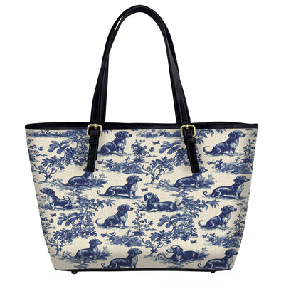 Lorva Dachshund Leather Tote Bag Lazy Day In Garden