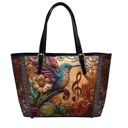 Lorva Hummingbird Leather Tote Bag Melody in Flight
