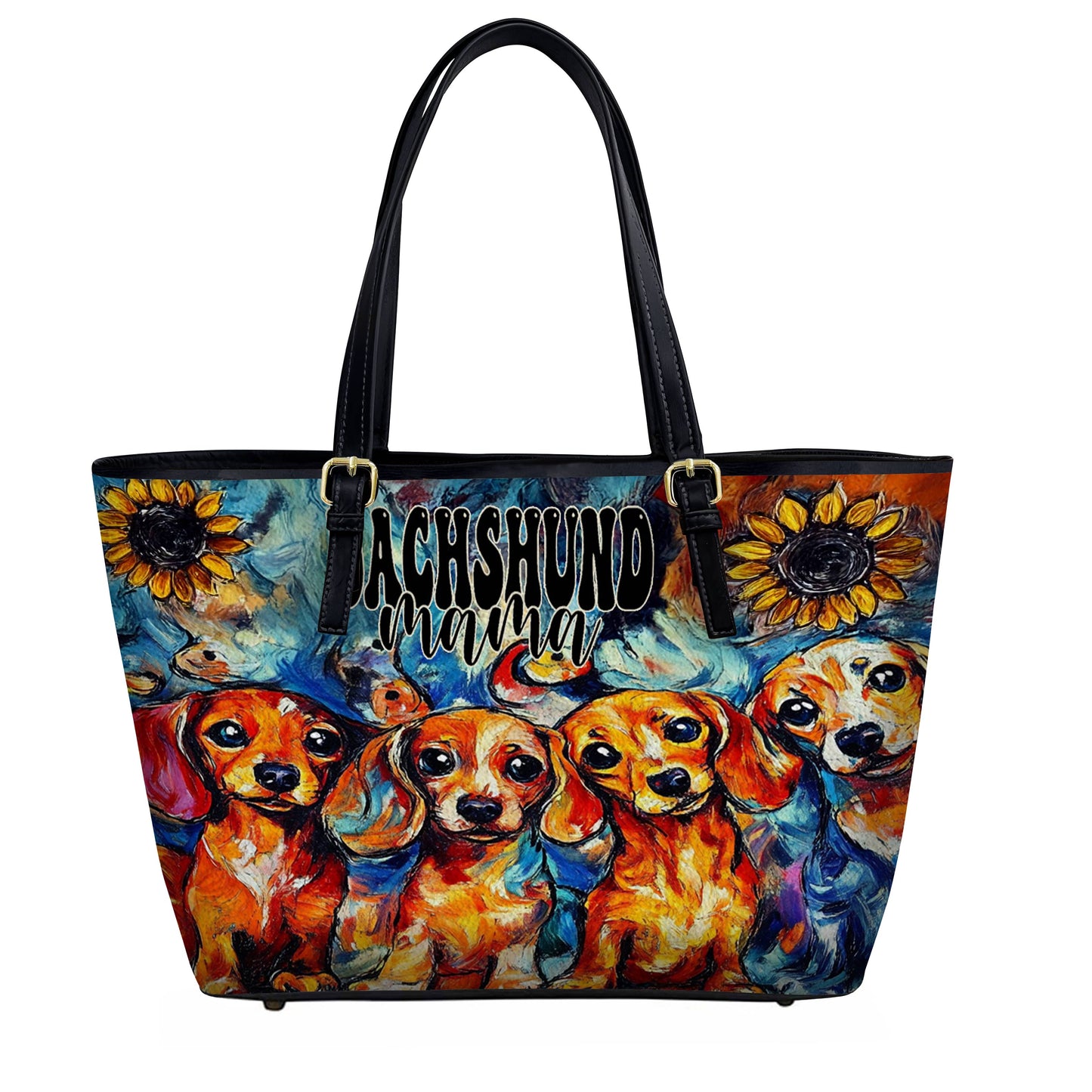 Lorva Dachshund Leather Tote Bag Whimsical