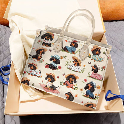 Lorva Dachshund Leather Bag Picnic Doxies