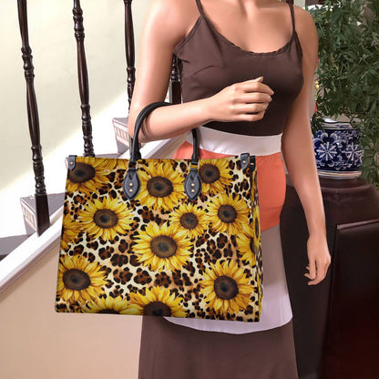 Lorva Leather Bag Leopard Sunflowers