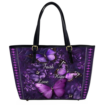 Lorva Butterfly Leather Tote Bag Faith Hope Love