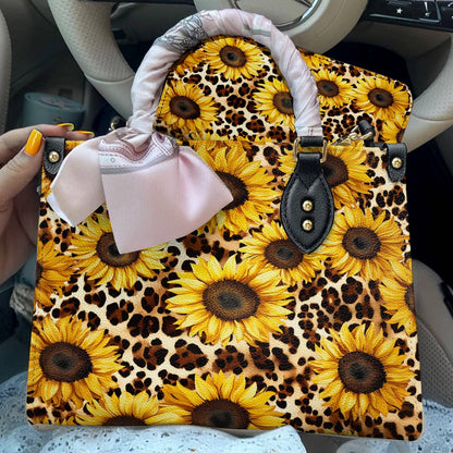 Lorva Leather Bag Leopard Sunflowers