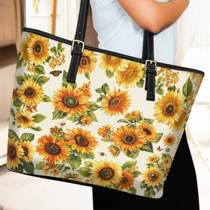Lorva Leather Tote Bag Sunflower Soul