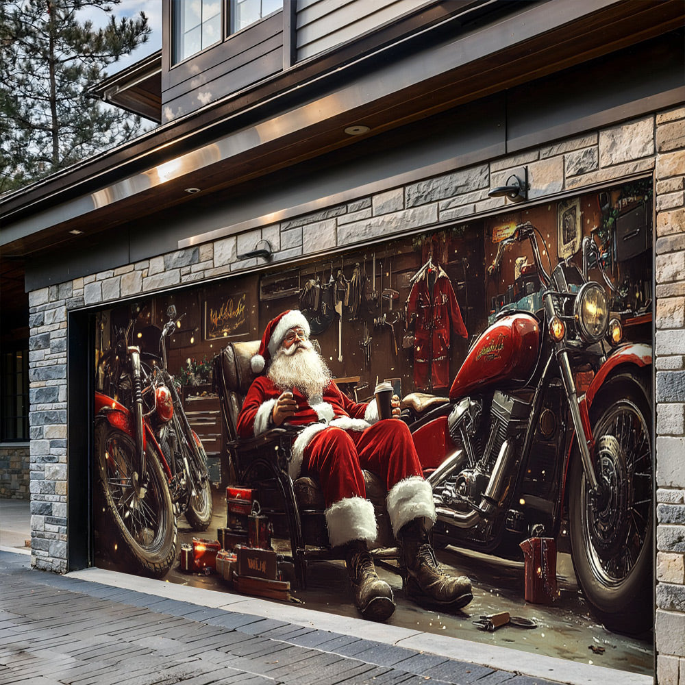 Lorva Christmas Garage Door Banner Decoration Santa’s Christmas Ride Crew