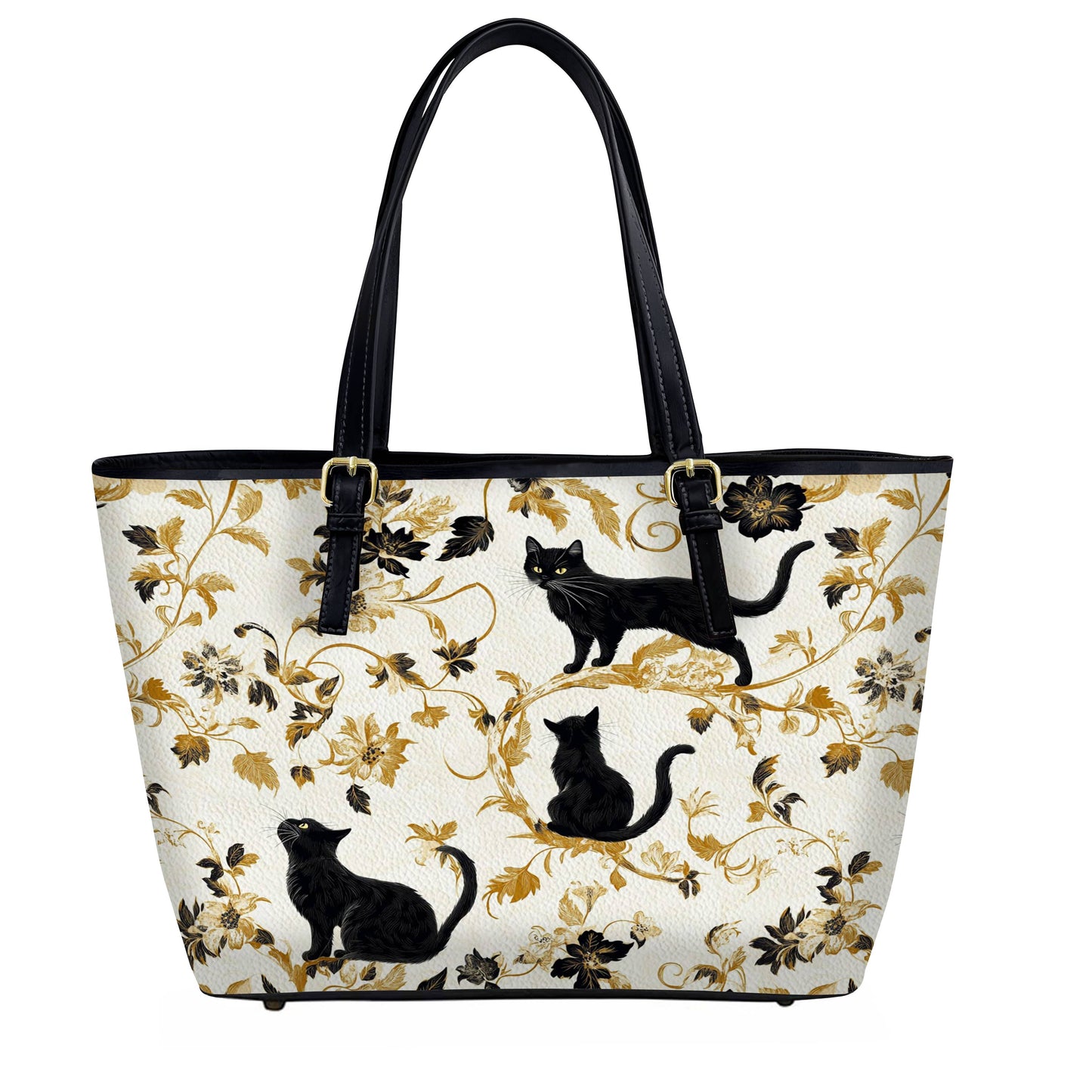 Lorva Leather Tote Bag Amazing Midnight Black Cats