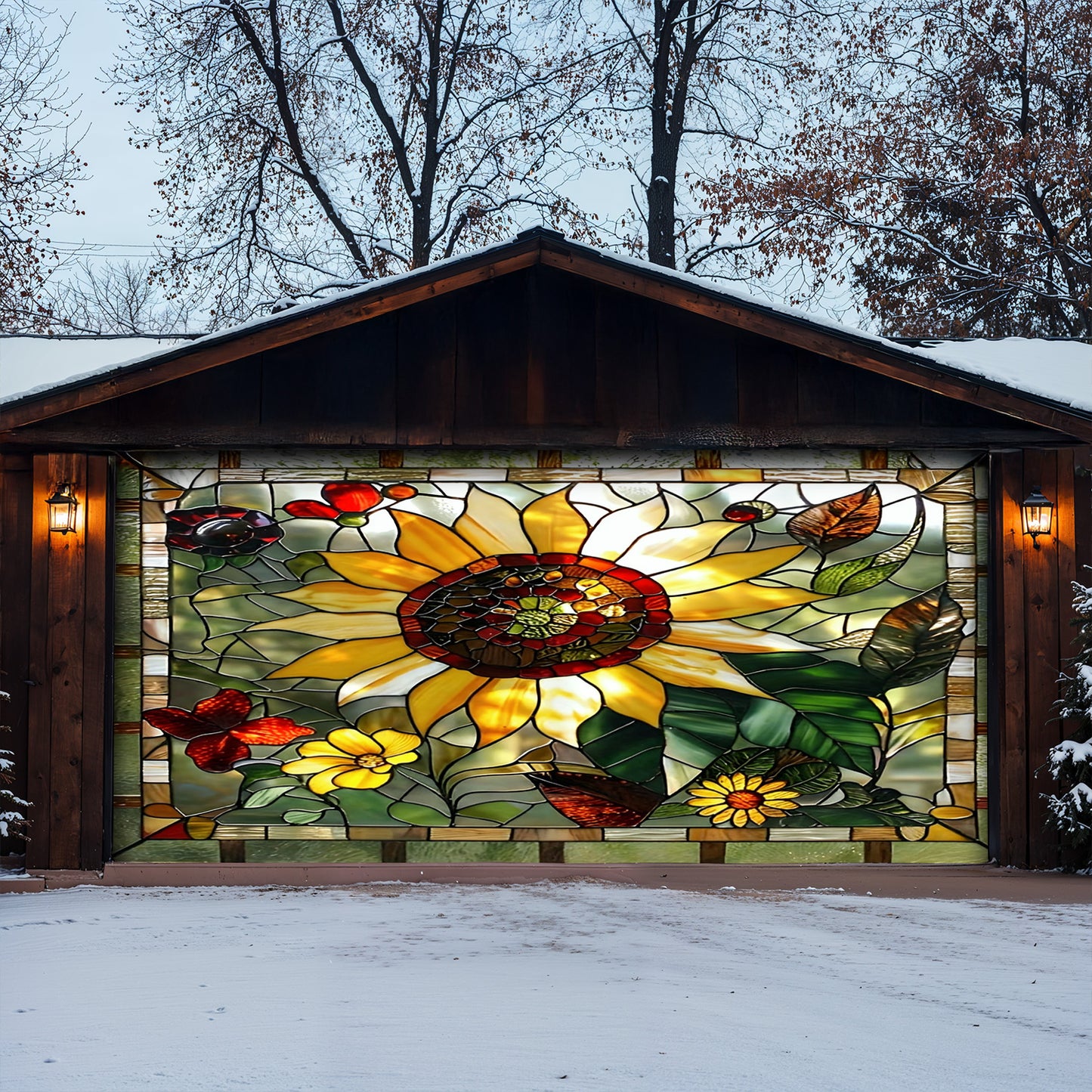 Lorva Sunflower Garage Door Banner Decoration Sunshine
