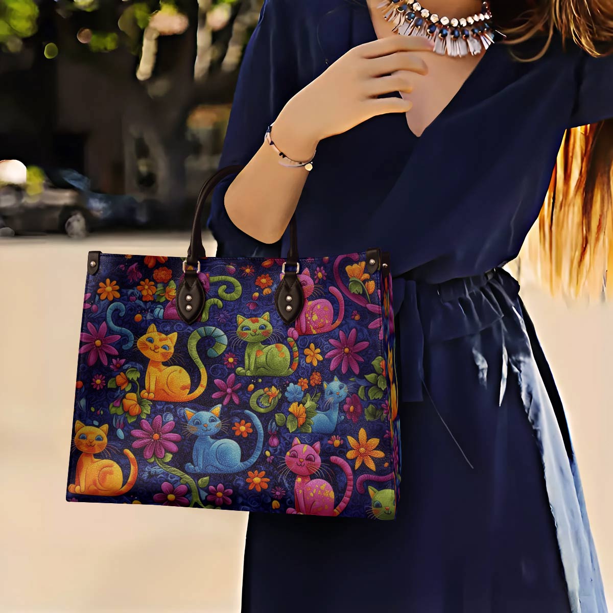 Lorva Cat Leather Bag Cute Cats Blossom