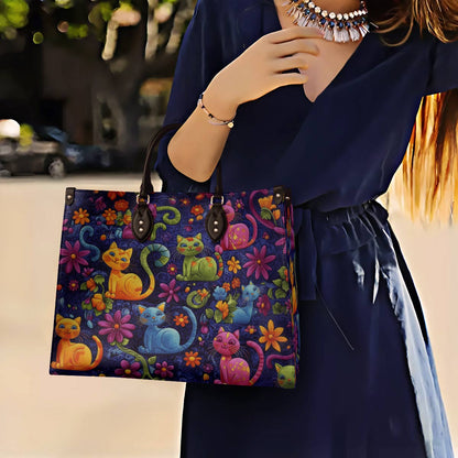 Lorva Cat Leather Bag Cute Cats Blossom