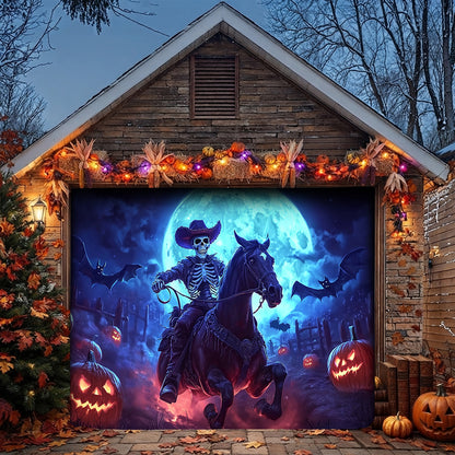Lorva Halloween Garage Door Banner Decoration Haunted Cowboy Ride