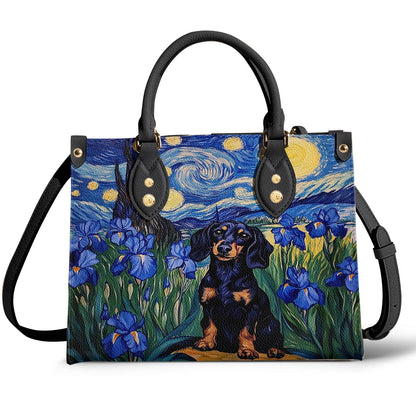 Lorva Leather Bag Irish Starry Night Dachshund Delight
