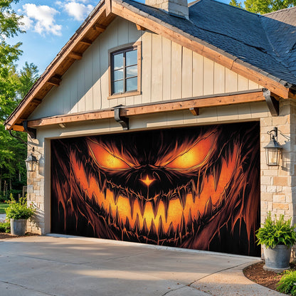 Lorva Halloween Garage Door Banner Decoration Dark Jack-O'-Lantern