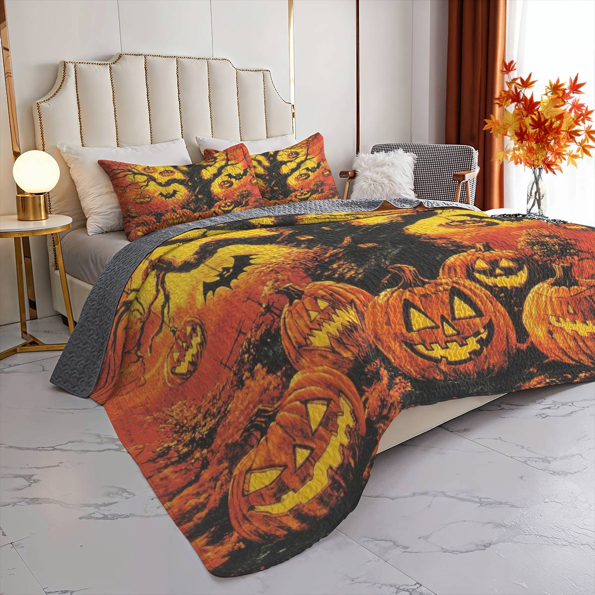 Halloween Lorva All Season Quilt 3-Piece Set Haunted Pumpkin Tree