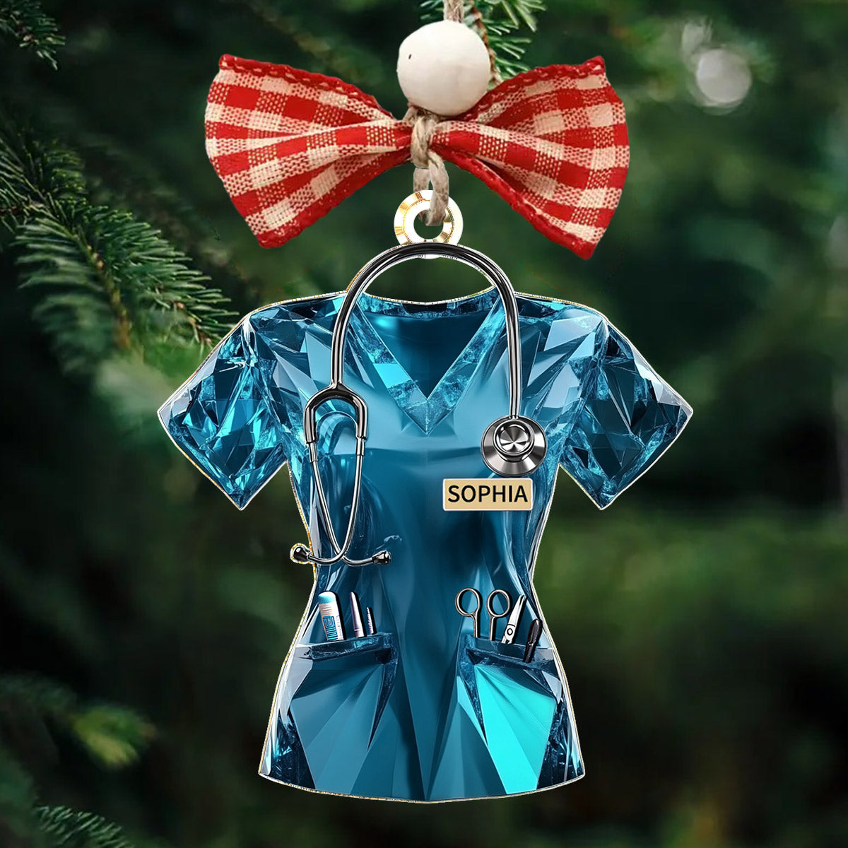 Lorva Nurse 2D Acrylic Ornament Personalized Crystal Scrub