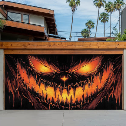 Lorva Halloween Garage Door Banner Decoration Dark Jack-O'-Lantern