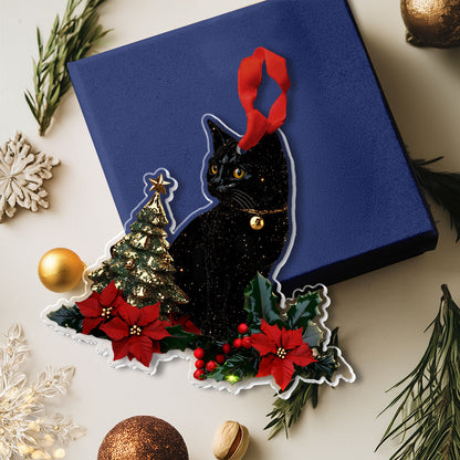 Lorva Black Cat 2D Acrylic Ornament Merry Christmas